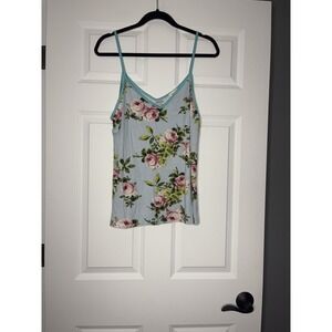 Bibi V Neck Floral Tank Top blue pink green  small NWT
